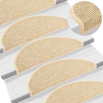 Gossi covorase autoadezive pentru scari, 15 buc., bej 65x21x4cm sisal