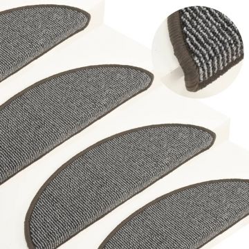 Gossi covorase pentru trepte scara, 15 buc., gri, 56x17x3 cm