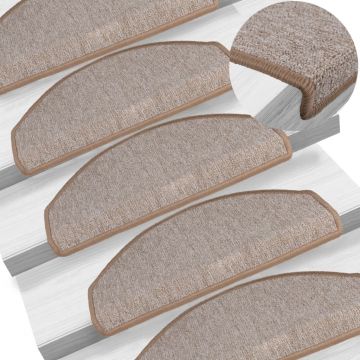 Gossi covorase pentru trepte scara, 15 buc., maro deschis, 65x24x4 cm