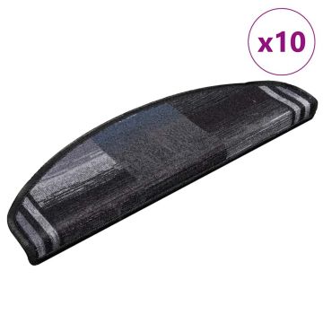 Gossi covorase scari autoadezive, 10 buc., negru si gri, 65x21x4 cm