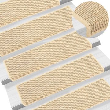 Gossi covorase scari autoadezive 15 buc. bej deschis 65x21x4cm sisal