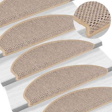 Gossi covorase scari autoadezive 15 buc. bej deschis 65x21x4cm sisal
