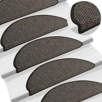 Gossi covorase scari autoadezive, 15 buc. gri 65x21x4cm, aspect sisal