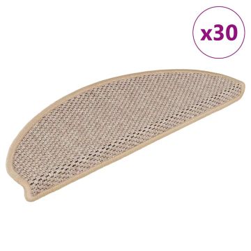 Gossi covorase scari autoadezive 30 buc. bej deschis 65x21x4 cm sisal