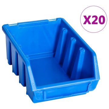 Gossi cutii de depozitare stivuibile, 20 buc., albastru, plastic