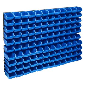 Gossi set cutii depozitare 128 piese, panouri perete, albastru&negru