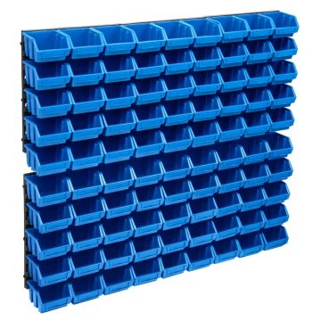Gossi set cutii depozitare, 96 piese, panouri perete, albastru&negru