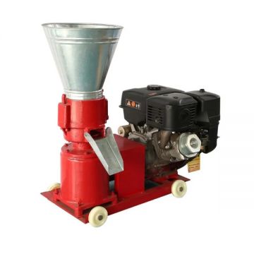 Granulator furaje KL-150A cu motor benzina de 7.5CP si 3 matrite incluse, 150 Kg/h, transmisie pe reductor