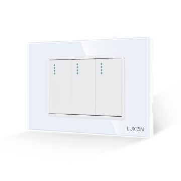 Intrerupator Triplu Mecanic LUXION cu Rama din Sticla, Standard Italian, 3M