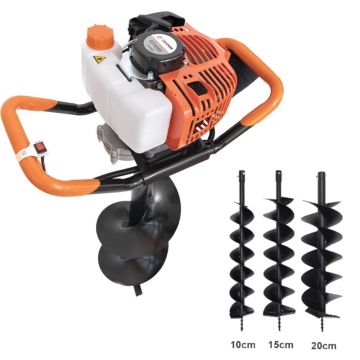 *PACHET* Motoburghiu foreza pamant 52cc, 9200rpm Professional, 3 burghie incluse (100, 150, 200mm), B7576 *PACHET* Motoburghiu foreza pamant 52cc, 9200rpm Professional, 3 burghie incluse (100, 150, 200mm), B7576