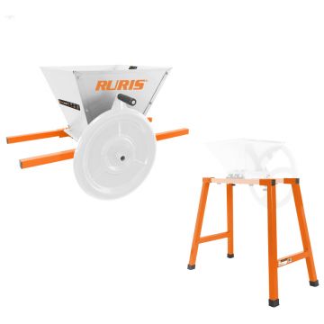 Pachet Zdrobitor struguri manual RURIS SP 28, cuva inox 28L + Stativ de lucru pentru Zdrobitor struguri RURIS SP28