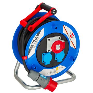 Rola cablu prelungitor industrial Brennenstuhl 1237980, 30 m, 5 x 2.5 mmp, IP44, 3 posturi