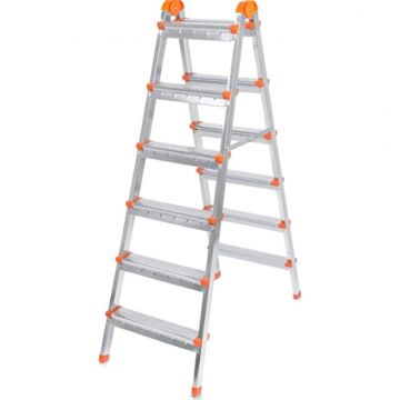 Scara dubla din otel 6+6 trepte, 130cm inaltime, 120kg, 7.9kg , Perilla 12504 Scara dubla din otel 6+6 trepte, 130cm inaltime, 120kg, 7.9kg , Perilla 12504