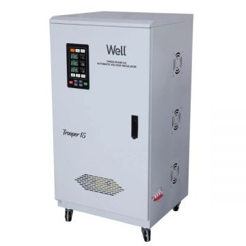 Stabilizator automat de tensiune trifazat Trooper 15KVA/12KW, Well - cu garantie conditionata prin proces verbal de punere in functiune