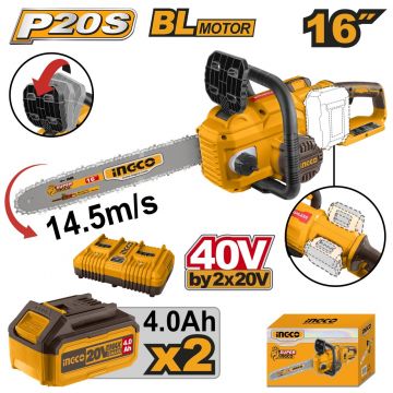 Drujba Electrica 40V cu 2 Acumulatori 4ah, 400mm, 14.5m/s Ingco CGSLI401682