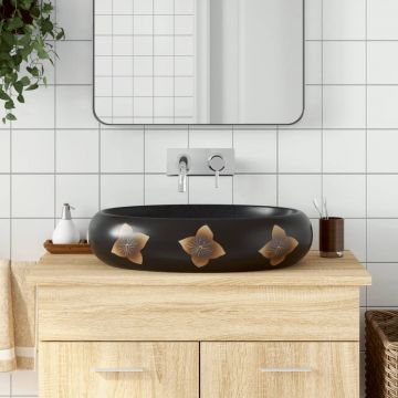 Gossi lavoar de blat, negru si albastru, 59x40x15 cm, ceramica, oval