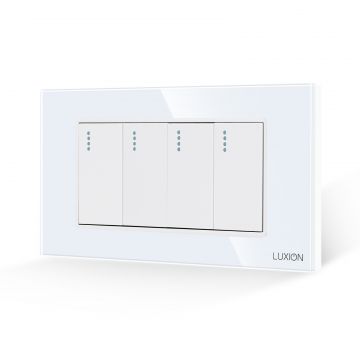 Intrerupator Cvadruplu Mecanic LUXION cu Rama din Sticla, Standard Italian, 4M