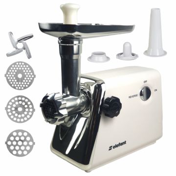 Masina de tocat carne electrica Elefant MG020, 2000W, functie revers,  50-100 Kg h, 3 site, acesorii pentru carnati si forme kubbe
