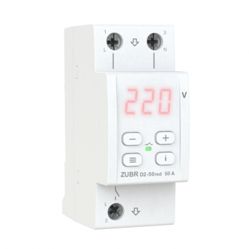 Releu protectie tensiune ZUBR D2-50 Red 50A monofazat 230V TrueRMS
