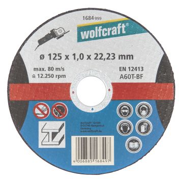 Disc abraziv Wolfcraft 1684999, D 125x22.2x1 mm
