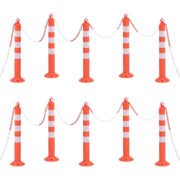 Gossi borna de control trafic cu lanţ, 10 buc., 75 cm, pe
