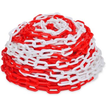 Lant de avertizare, rosu si alb, 30 m, plastic