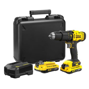 Masina de gaurit si insurubat cu percutie Stanley SFMCD711D22, 2 acumulatori 18 V/2.0 Ah,50 Nm