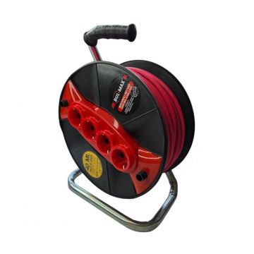 Prelungitor electric 50m, pe rola cu tambur, 50m, 3x2.5mm, 4 prize, 3500W, BUL-MAX BMX1388