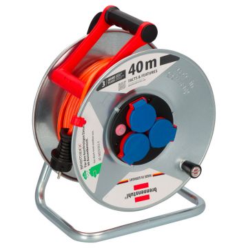Rola cablu prelungitor BREMAXX Garant Brennenstuhl 1198750, 3 x 1.5 mmp, 40 m, 3 posturi, IP44