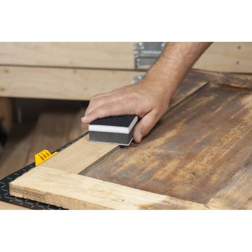 Set slefuire Wolfcraft 2892000, slefuitor manual 125x70x35 mm material spongios + 3 benzi de slefuire
