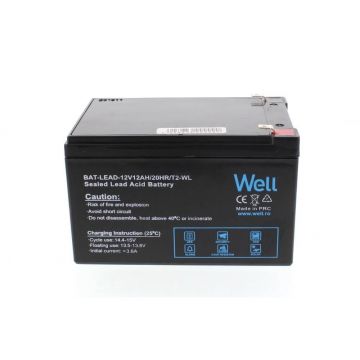 Acumulator plumb acid 12V 12AH, borna lata T2 Well