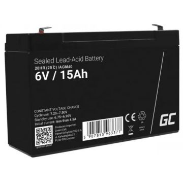 Acumulator plumb acid GreenCell 6V 15AH, terminal F1/T1, AGM40