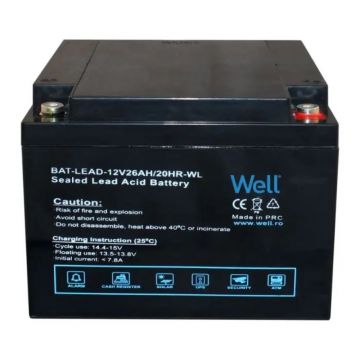 Acumulator plumb acid Well 12V 26AH, terminal L1 (M5)