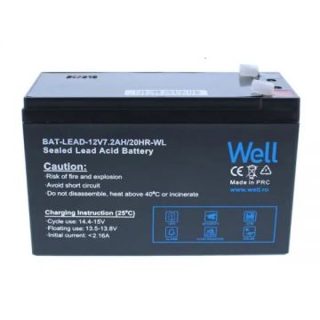 Acumulator plumb acid Well 12V 7.2AH, terminal T1