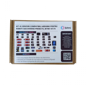 Kit 45 senzori compatibili Arduino pentru roboti sau diverse proiecte, Bitmi 10174