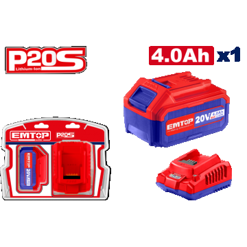 1 x Acumulator 4.0Ah litiu-ion si incarcator, P20S - ELBCPK1214, EMTOP