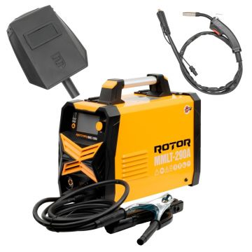 Aparat de sudura tip invertor cu Sarma flux + Electrod (3 in 1, MIG, MMA, TIG), 290A, 1.6-5mm, ecran LCD, accesorii incluse, grad protectie IP21S, Rotor MMLT290