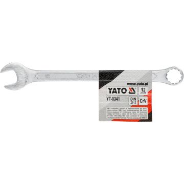 Cheie combinata satinata 12 mm, otel crom-vanadiu rezistent