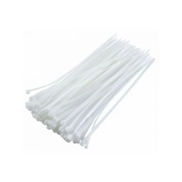 Coliere plastic albe VARGO V-701274, 3x100 mm, set 100 buc, bride fixare cabluri