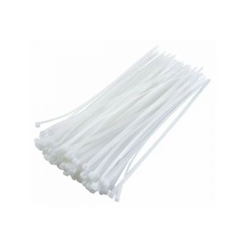 Coliere plastic albe VARGO V-701278, 4x300 mm, set 100 buc, bride fixare cabluri