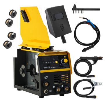 Invertor Aparat de sudura MIG MMA DDT PROFESIONAL cu Electrozi si Sarma,220 V, 320A + 4 Role Sarma 0.8-1.0 mm DDT