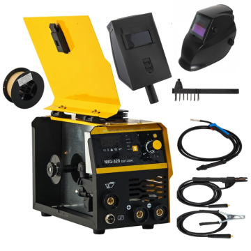 Pachet promo Invertor Aparat de sudura MIG MMA DDT PROFESIONAL cu Electrozi si Sarma, 220 V, 320A + Masca de sudura cu cristale