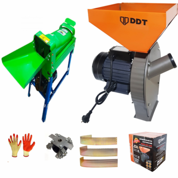 Pachet promo Moara cereale, uruiala si stiuleti, 3.5 Kw + Batoza Masina de porumb electrica pentru curatat porumb, DDT Profi, motor inclus, 1500 W, 800 kg h