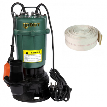 Pompa submersibila apa murdara, cu plutitor, fara tocator, DDT, WQD10, 2200 W+ Furtun pompieri 2 toli 20 m