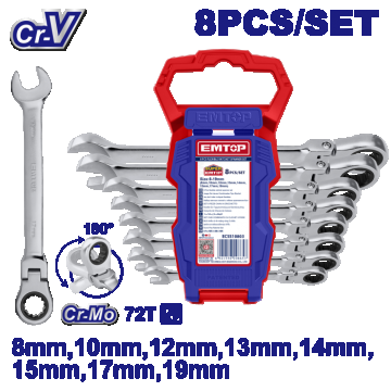 Set de chei flexibile cu clichet, 8 buc - ECSS10803, EMTOP