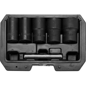 Set extractor suruburi si piulite rupte, 5 piese, cu valiza, otel CrMo