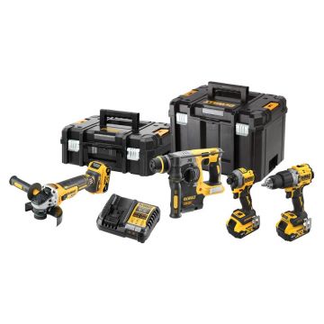 Set scule DeWalt DCK429P3T, 4 scule Li-Ion 18 V, 3 acumulatori 5.0Ah, incarcator, cutii TSTAK II si TSTAK VI