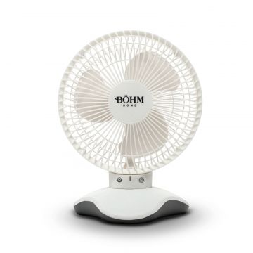 Ventilator de birou USB BÖHM BP2306, 6 inch, 3 viteze, 60° oscilatie, motor brushless 5W, alb