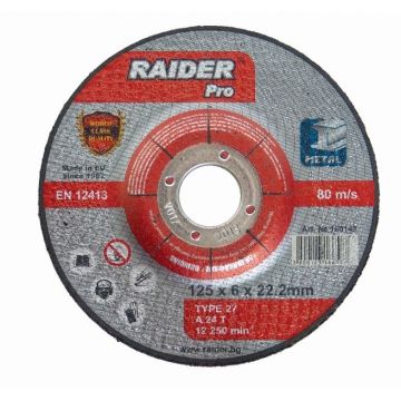 Disc pentru slefuit metal 230х6х22.2mm RDP, Raider 160147