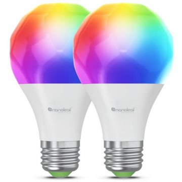 Bec Set 2 becuri Smart LED RGBCW Matter Wi-Fi A19 lumina alba/colorata E27 8.5W Peste 16M culori control vocal WiFi Bec Set 2 becuri Smart LED RGBCW Matter Wi-Fi A19 lumina alba/colorata E27 8.5W Peste 16M culori control vocal WiFi